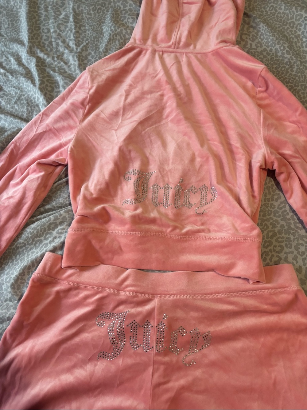 Juicy Couture Pink Rhinestone Velour Tracksuit Set